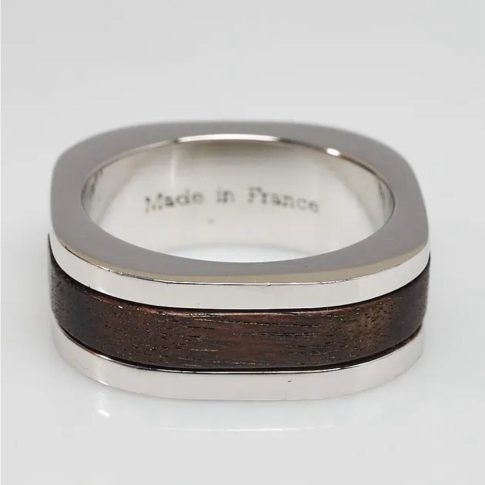 Louis Vuitton Silver and Wood Inlay Men's Ring - Picture 2 of 5